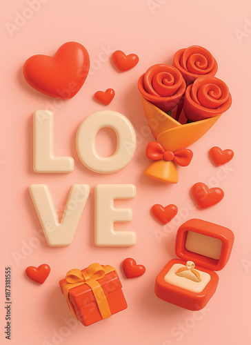 3D Love & Romance Celebration Poster