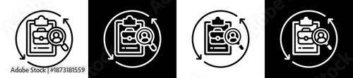 Hiring Process Icon Set In Black And White Filled Style Collection