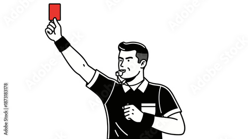 Soccer Referee Showing Red Card to Player.