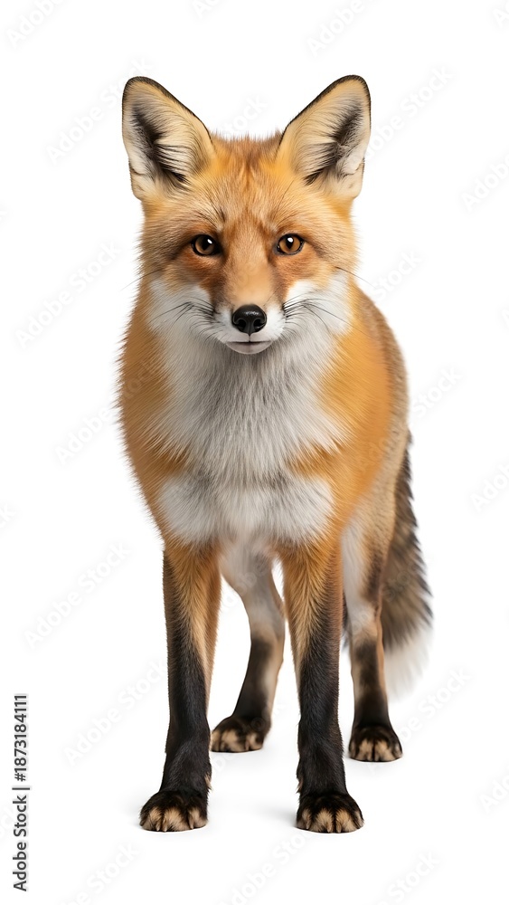 Fototapeta premium Red Fox Standing Isolated on White Background