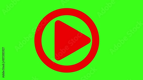 Video and audio music play button animation icon on green background. Play button animation icon concept.