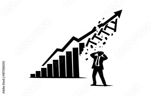 Frustrated businessman facing escalating growth and financial challenges