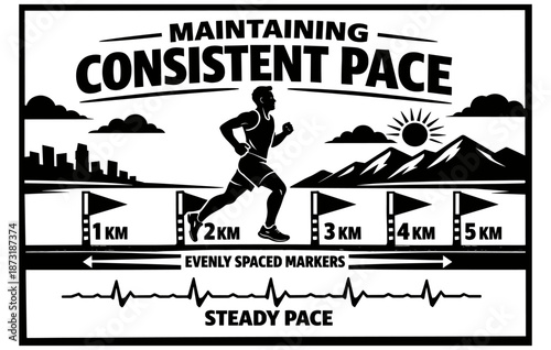 Male runner maintaining consistent pace across 5km mountain trail