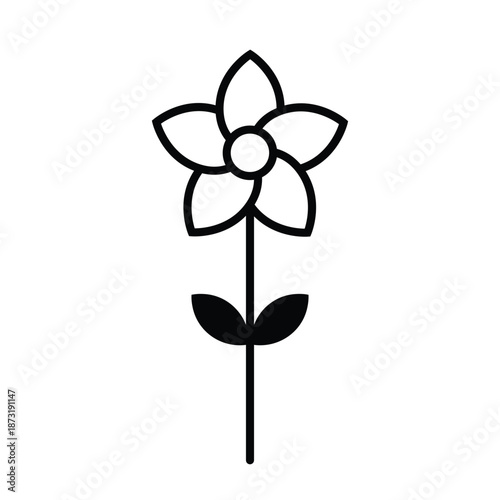 Blooming flowers symbol. Floral flat vector symbol isolated on white background.