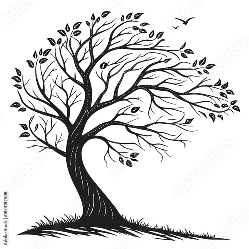 Elegant tree with sparse leaves