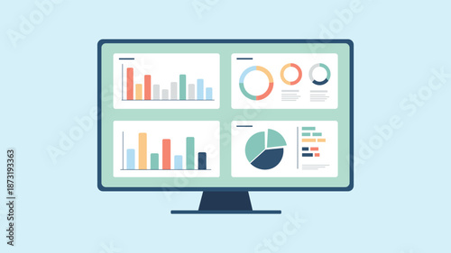Business Analytics Dashboard with Data Charts and Statistics Visualization Illustration