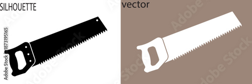 Hand saw vector silhouette , Black Carpenter Tool Isolated, handsaw carpentry tool flat vector illustration on white background, Formats Included EPS