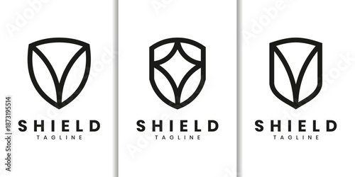 Minimalist shield logo design symbol