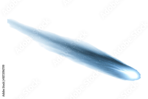 Long blue comet streaking across white space