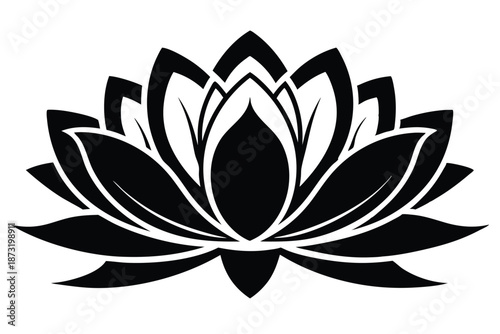 Lotus Flower Silhouette Vector Icon for Yoga Studio Identity