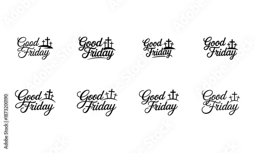 Good Friday Calligraphy with Cross Embellishments Keywords: Good Friday, calligraphy, text