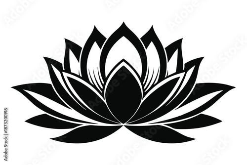 Geometric Style Lotus Flower Silhouette Graphic Vector for Meditation Apps and Wellness Blog Layouts