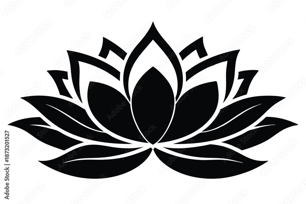 Fototapeta premium Lotus Flower Outline Silhouette Illustration for Mindfulness Exercise Materials and Yoga Studio Decor