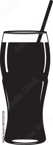 Silhouetteofaglasswithstrawillustrationisolatedontransparentbackground