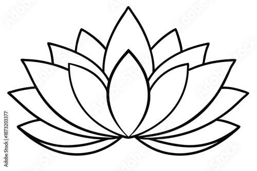 Zen Lotus Flower Sketch Line Art, Monochrome Vector Illustration for Yoga and Mindfulness Concepts