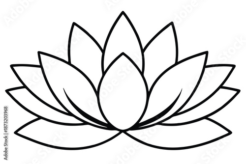Handcrafted Lotus Blossom Line Art Illustration, Monochrome Floral Vector for Meditation and Spa Graphics