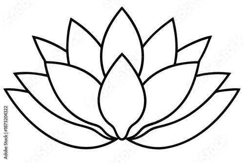 Minimalist Zen Lotus Flower Line Art Vector, Black and White Floral Illustration for Wellness and Yoga Logos