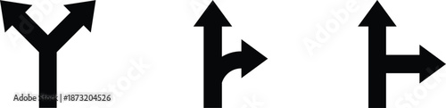 Solid Split Direction Arrow Icons for Navigation Choices