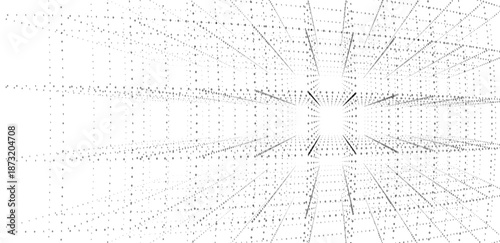 Abstract technology background with binary code digital tunnel. Concept of big data, artificial intelligence, cyberspace, and digital transformation vector background with perspective and copy space.
