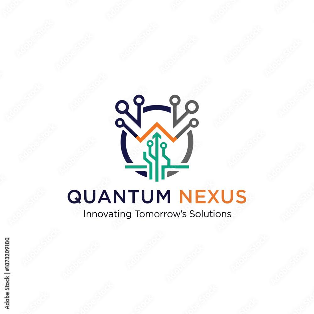 Fototapeta premium Quantum Nexus Logo Innovative Technology Design.