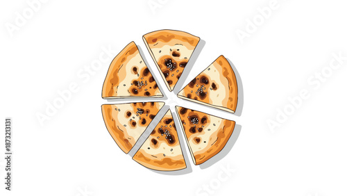 Deliciously sliced flatbread illustration ready to be enjoyed