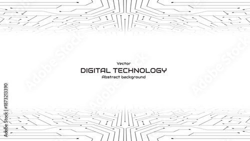 Isometric circuit background in a black and white background. High-tech electronics board digital technology. Motherboard and HTML code. Big data and digital innovation. Vector illustration.
