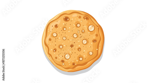 Delicious, perfectly cooked, golden-brown pancake illustration, featuring intricate surface bubbles and a warm, inviting appearance, ideal for sweet