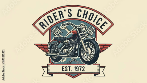 Classic Motorcycle Riders Choice Emblem Vintage Style.