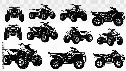 Collection of ATV Quad Bike Silhouettes Vector Illustration.