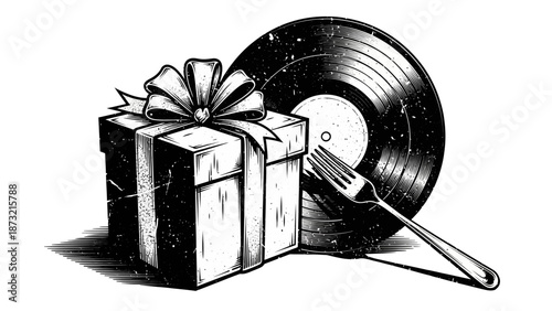 silver gift box with ribbon