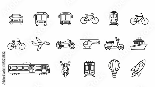 Collection of Hand Drawn Transportation Icons.