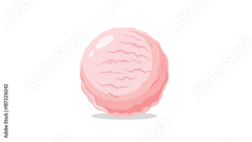 Delicious pink ice cream scoop, perfectly depicted with a smooth, appealing texture and gentle highlights, evoking a sense of sweet refreshment for