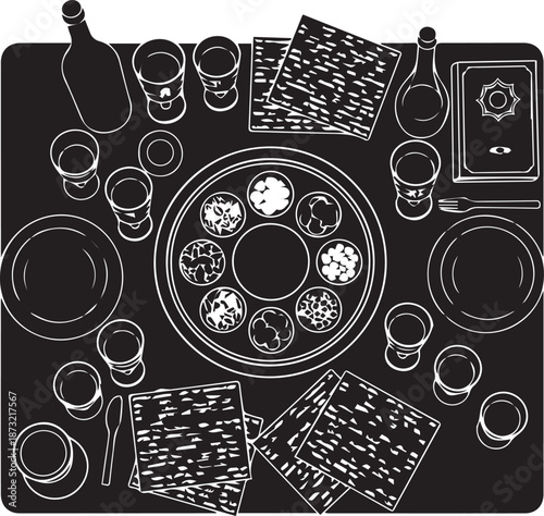 Traditional passover seder table setting