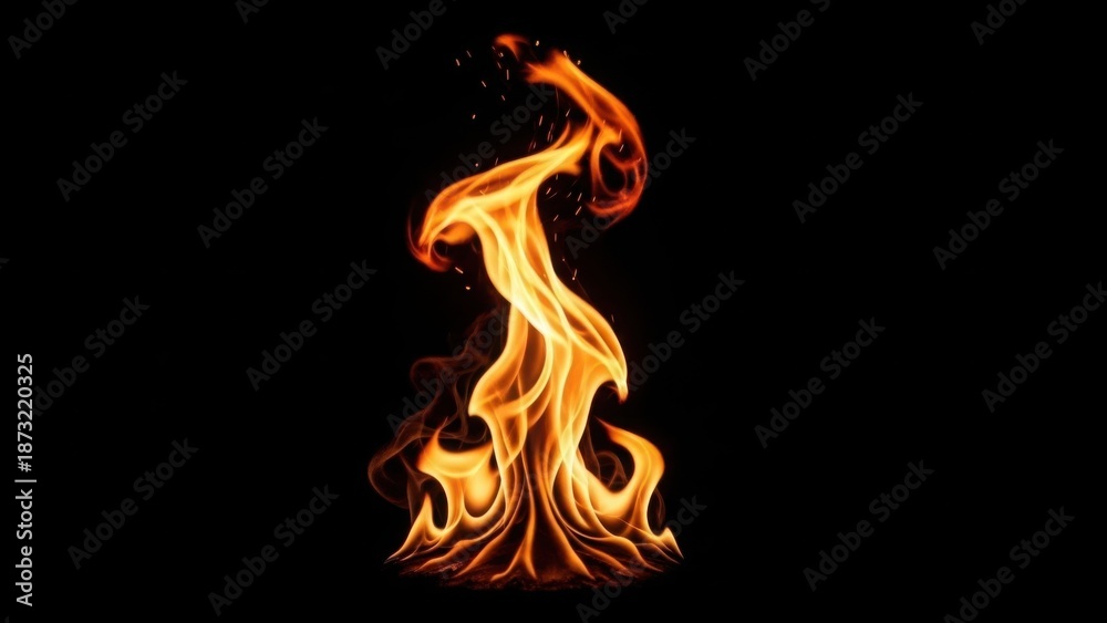 Fototapeta premium Dramatic flame against dark background