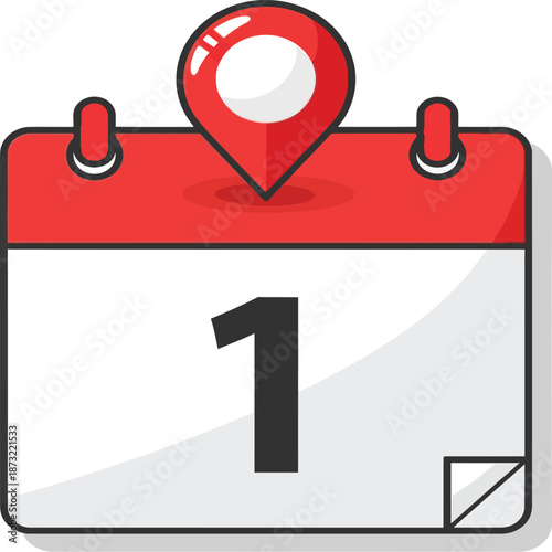 vector, illustration, 1, the first day of the month on the calendar for office assets, important days, 