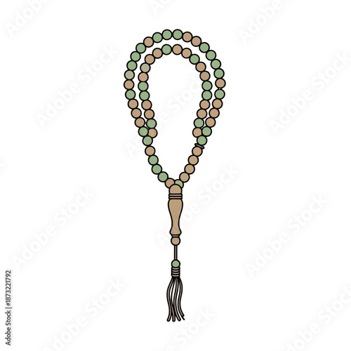 Illustrated prayer beads with tassel
