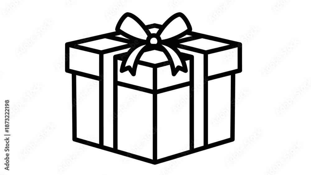 Obraz premium Bold Line Art Gift Box Icon - Present Symbol