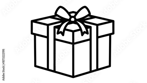 Bold Line Art Gift Box Icon - Present Symbol