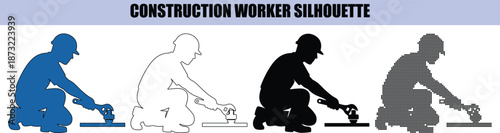 Safety First Construction Worker Silhouette Holding High Visibility Vest and Hard Hat PPE Gear