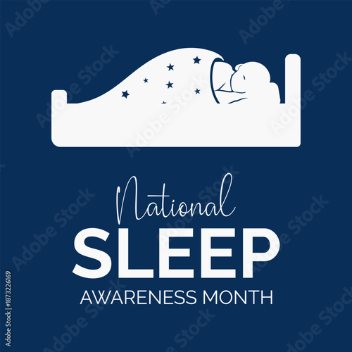 Vector graphic of National Sleep Awareness Month Observed every year of March. Design for banner, cards, prints, social media, poster, flyer and background design template.
