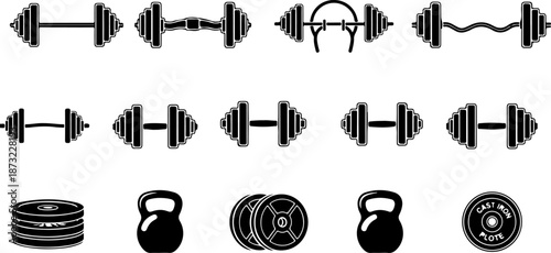 Gym Fitness Equipment Icon Set Vector Illustration