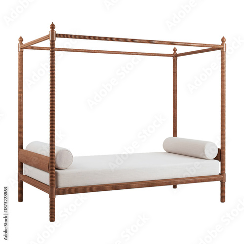 Canopy Bed With Wooden Frame and Cushions for Indoor or Outdoor Relaxation