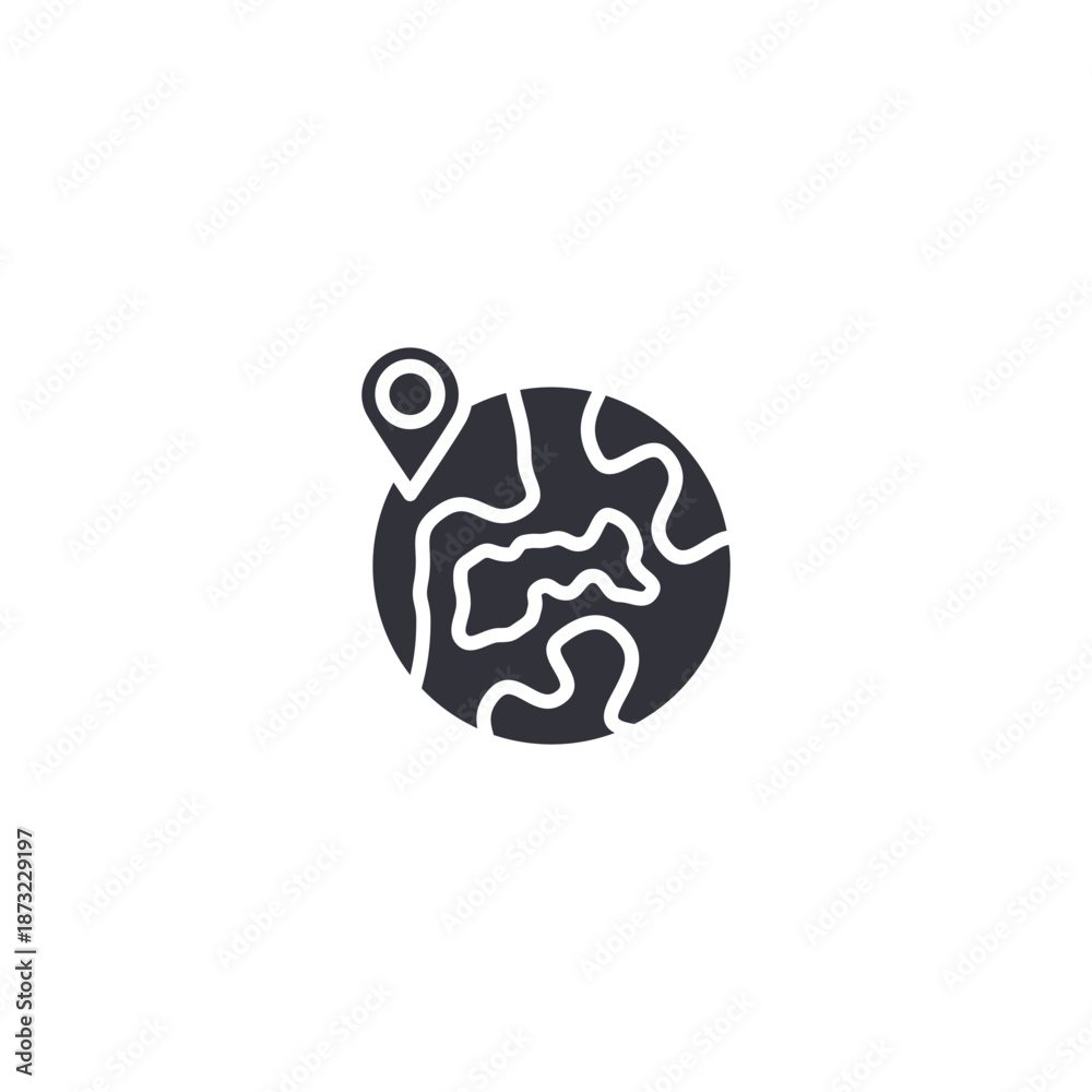 Obraz premium Location awareness brain icon representing geolocation intelligence, spatial thinking, navigation data, and smart positioning systems.