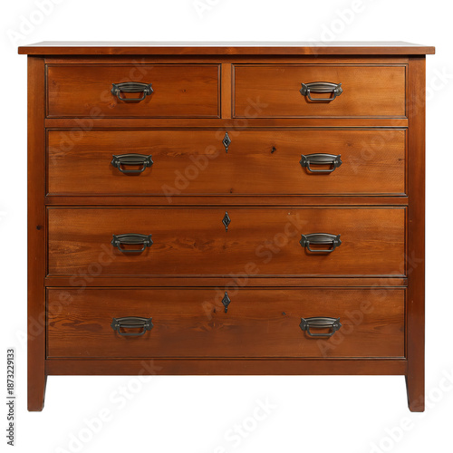 Wooden Dresser With Multiple Drawers and Metal Handles in a Simple Design
