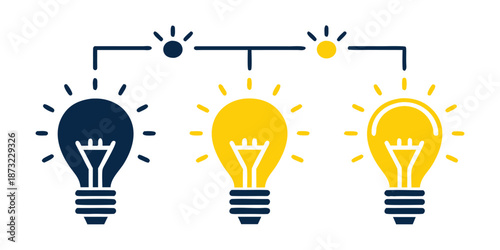 Collection of light bulb icons as metaphors for energy, logic and discovery