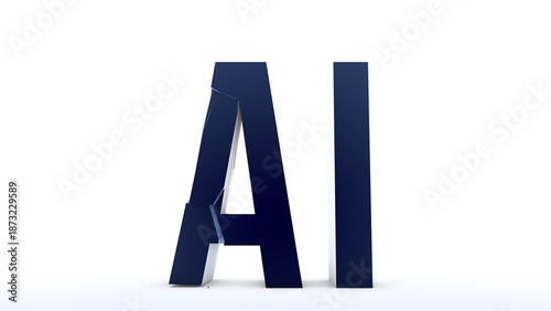 The letters of the artificial intelligence are shattered into small pieces.3d render illustration.