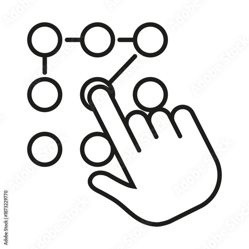 Access authentication login outline icon. Biometric and identification icons: passport, fingerprint, recognition, security. Hand finger pattern lock screen icon. Unlock security digital access mobile 