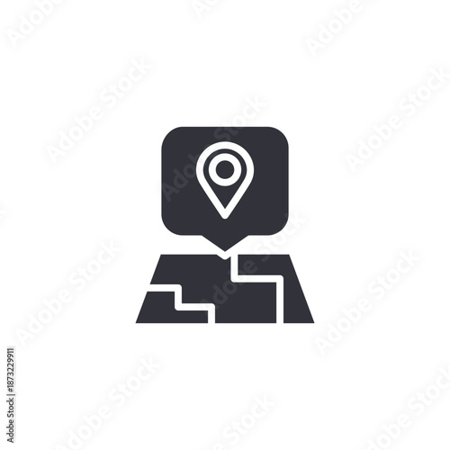 Map chat location icon representing interactive navigation, location sharing, communication, and smart travel assistance.