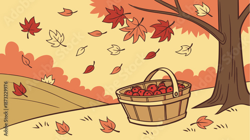 autumn background with tree and leaves