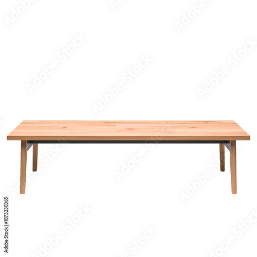 Wooden Table With Simple Design Resting on Floor in a Bright Room With Natura...